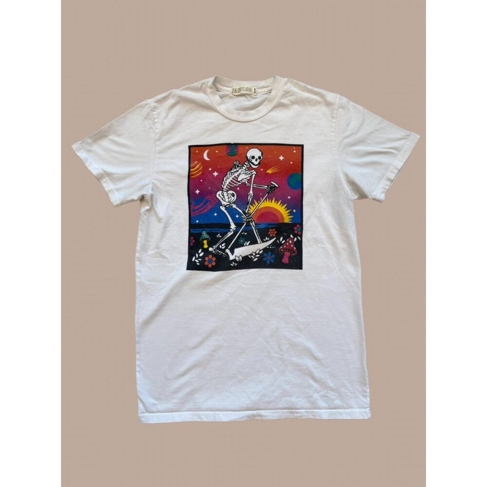 FANCLUB Psychedelic T-Shirt with Skeleton and Planets